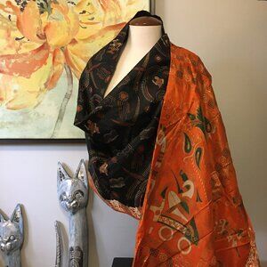 NWT Silk Black Swan Fabric Table Runner Sari